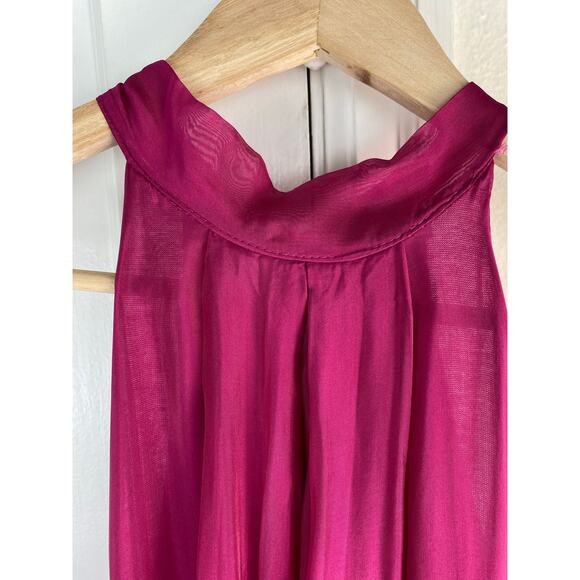 NWT Angela Moda Women's S Hot Pink 100% Silk Halter Maxi Dress Made in Italy - Picture 2 of 9